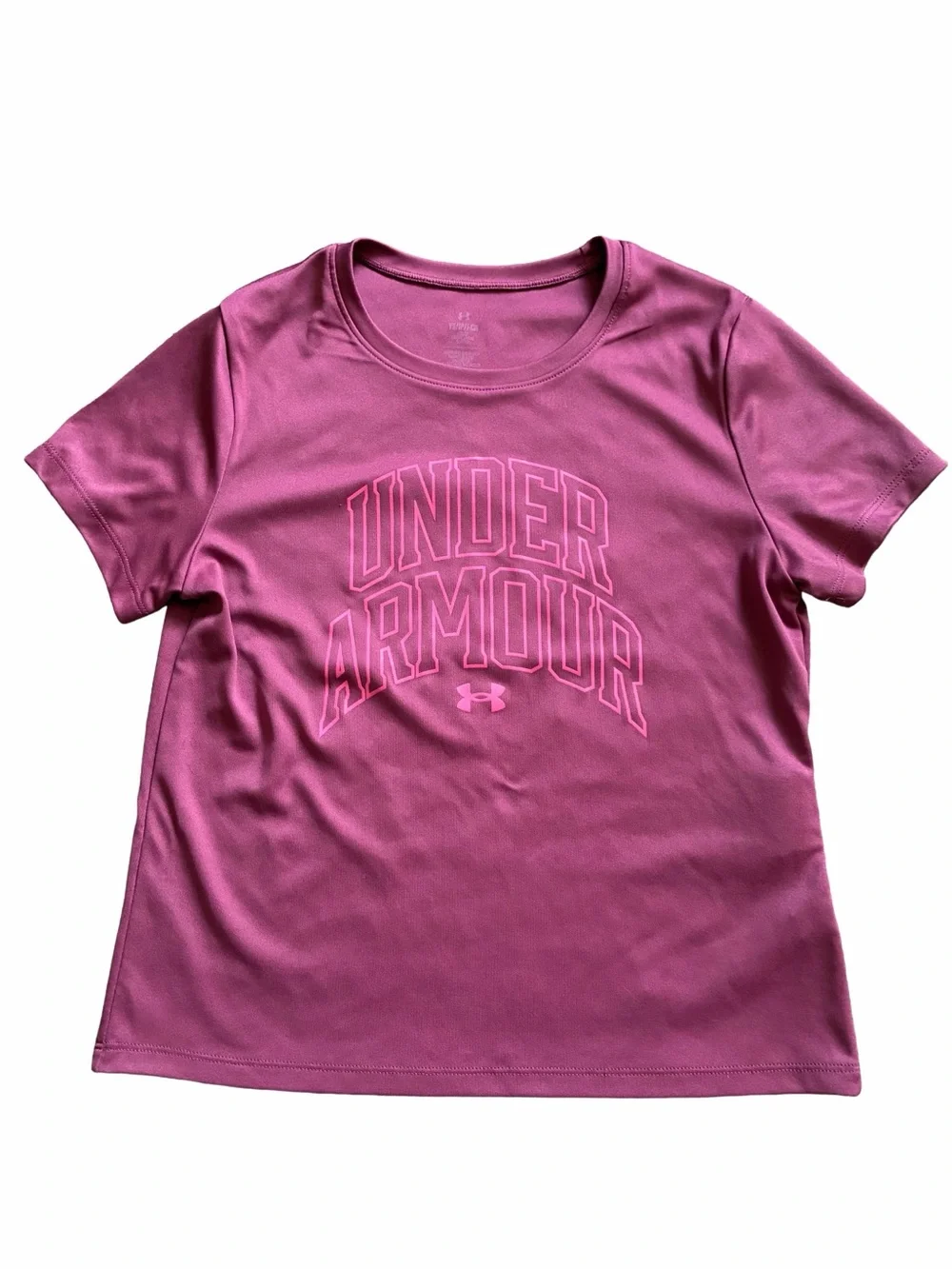 Under Armour Tech Varsity Graphic Youth Girls T-Shirt Dk Pink Size Youth Small‎